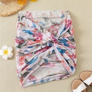 SHEIN Floral Twist Sarong in Pink and Blue